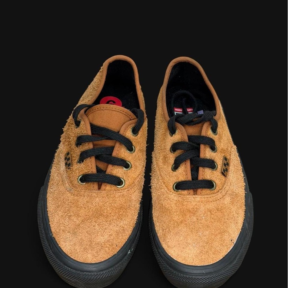 Vans Skate Authentic Hairy Suede Low Top Sneakers Brown Black US Men 6/Women 7.5
